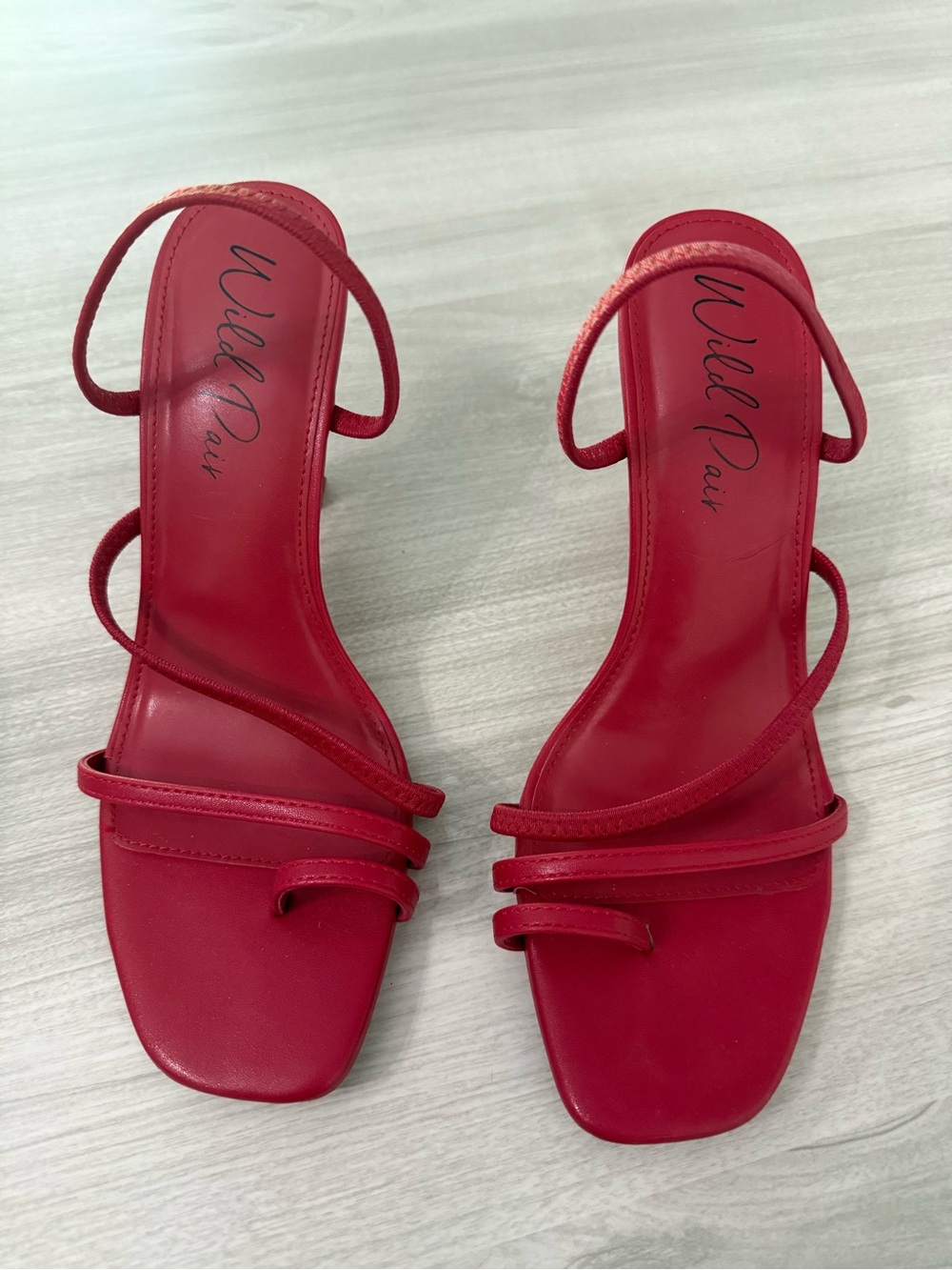 Wild Pair Red Strappy Square-Toe Heels